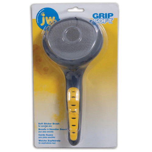 JW Pet Slicker Brush with Soft Pins Grey/Yellow LG - Image 2