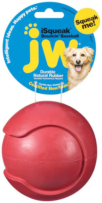 JW Pet iSqueak Bouncin' Dog Toy Baseball Assorted LG - Image 2