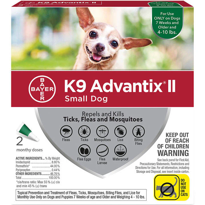 K9 Advantix Ii Dog Small 4-10lb Green 2 Pack