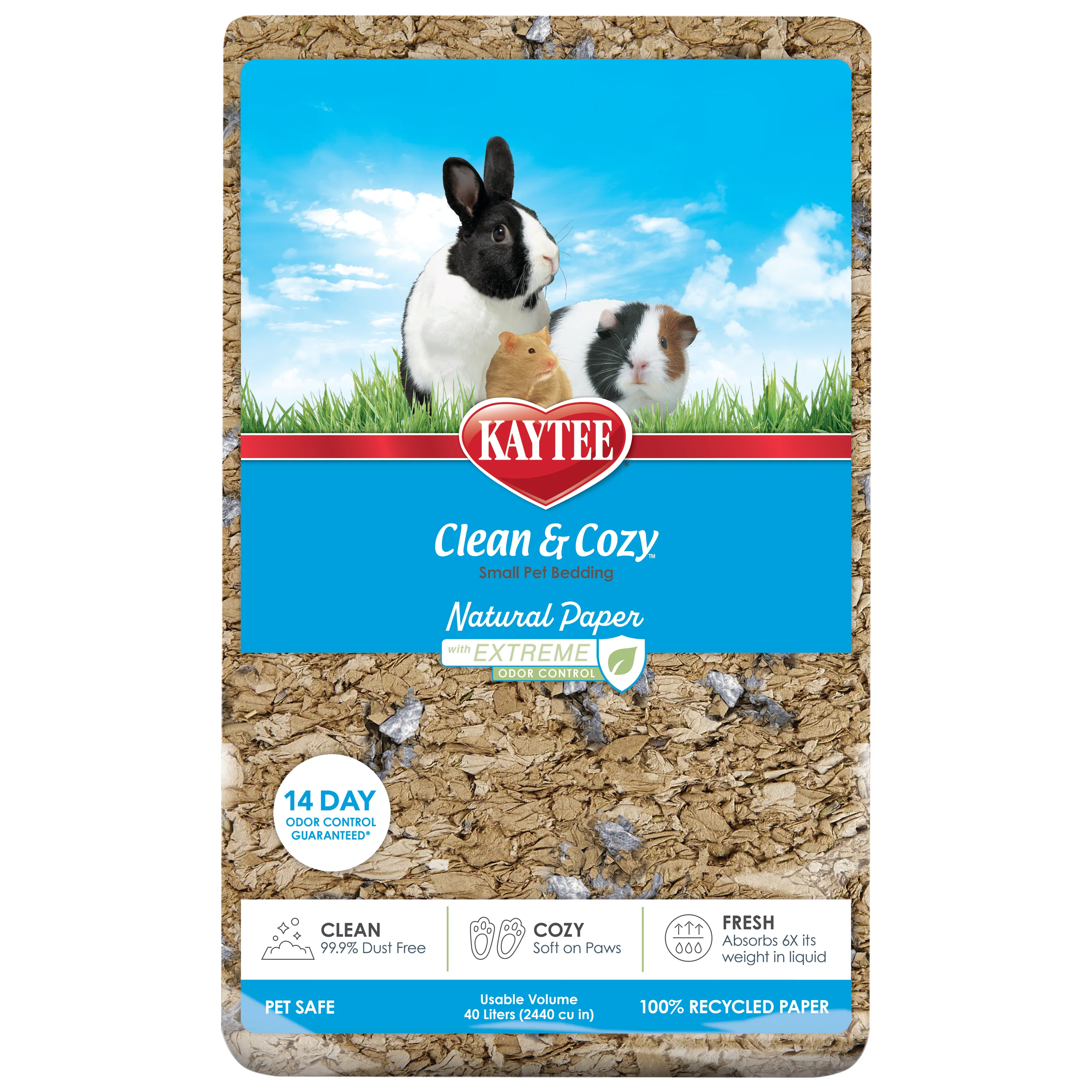 Kaytee Clean & Cozy Natural Paper with Extreme Odor Control Bedding 40 l
