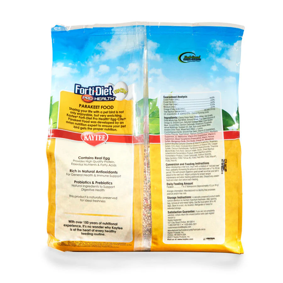 Kaytee Forti-Diet Pro Health Egg-Cite! Food Parakeet 5lb - Image 2