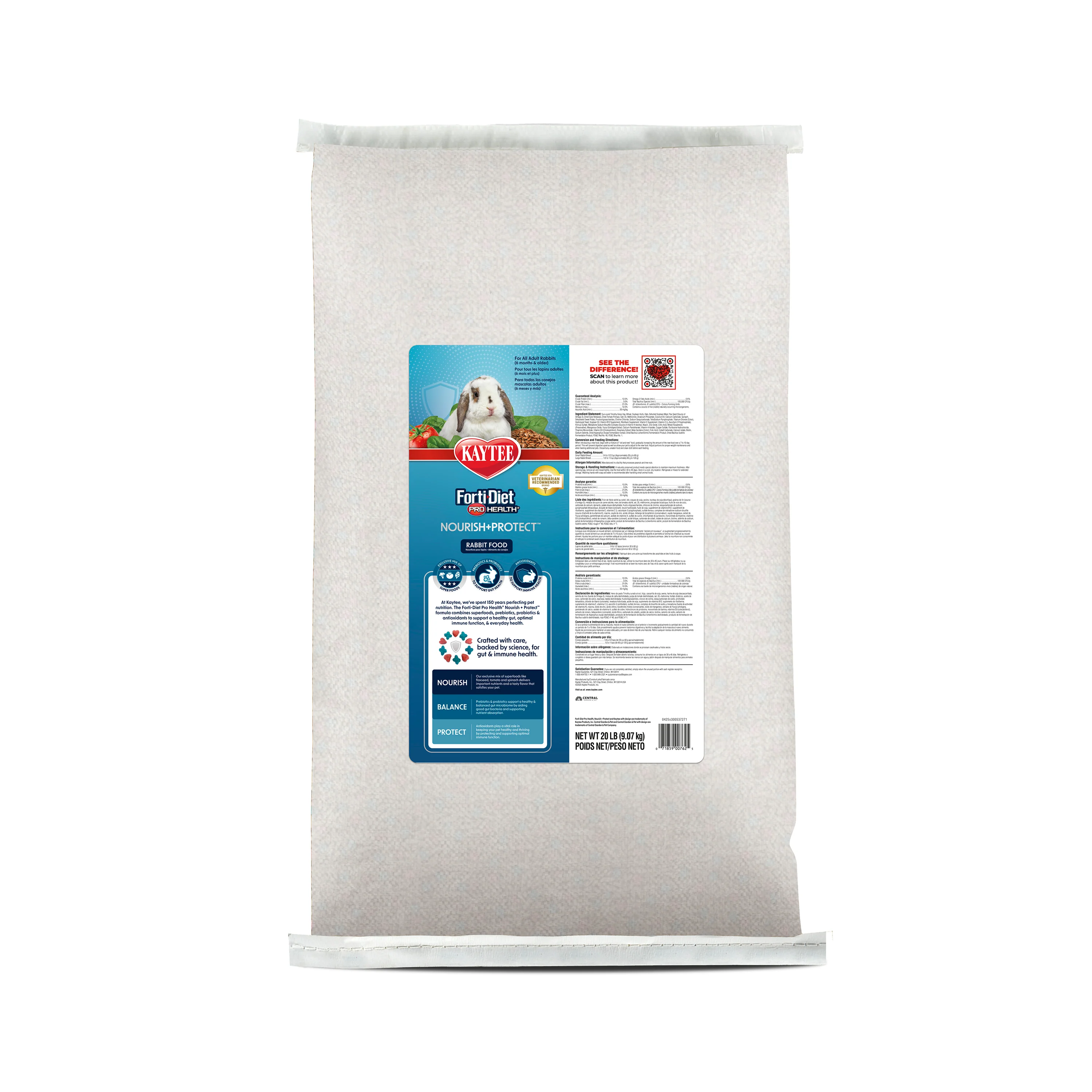 Kaytee Forti-Diet Pro Health Nourish + Protect Adult Rabbit Food Timothy Hay 20 lb