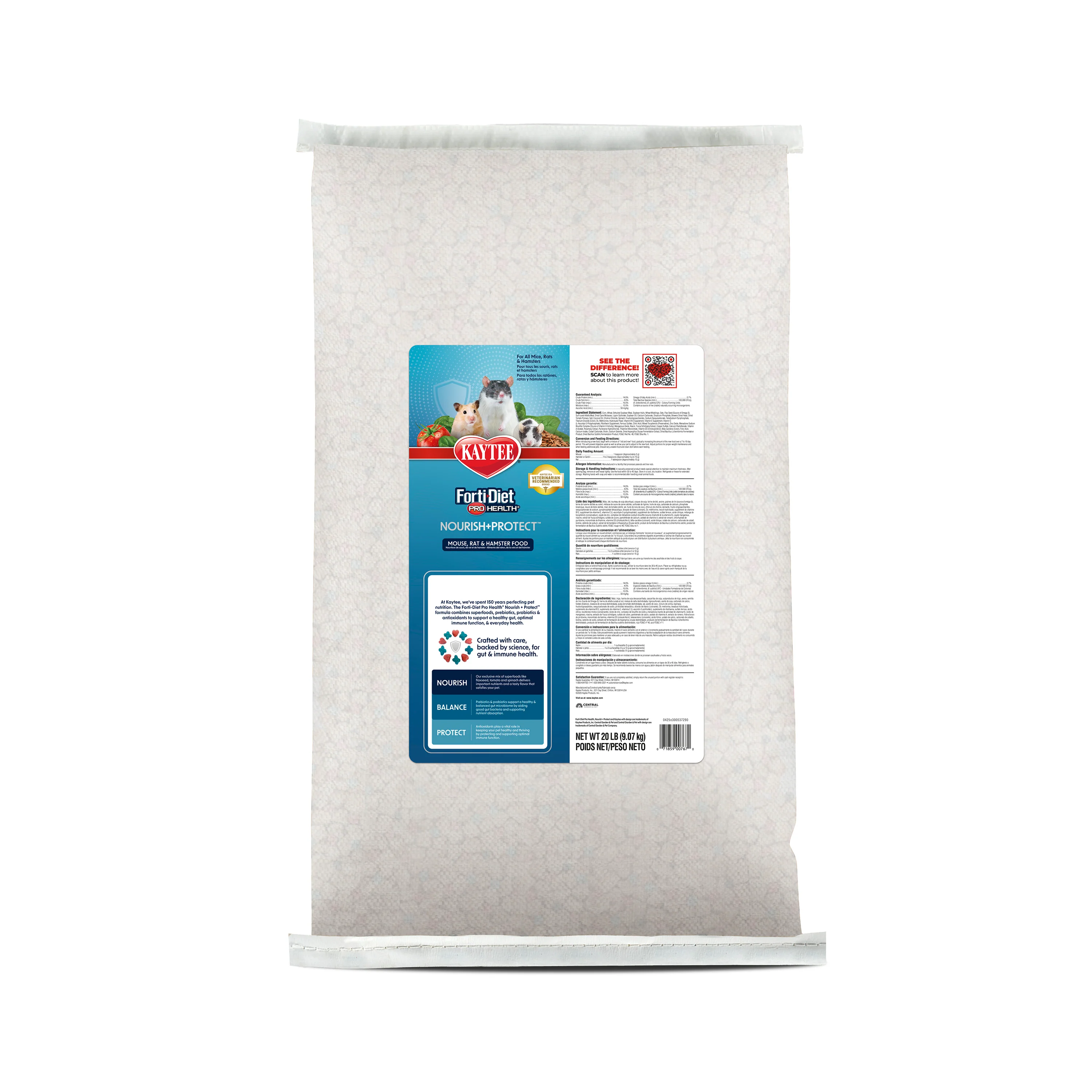 Kaytee Forti-Diet Pro Health Nourish+Protect Mouse, Rat & Hamster Food Grain blend 20 lb