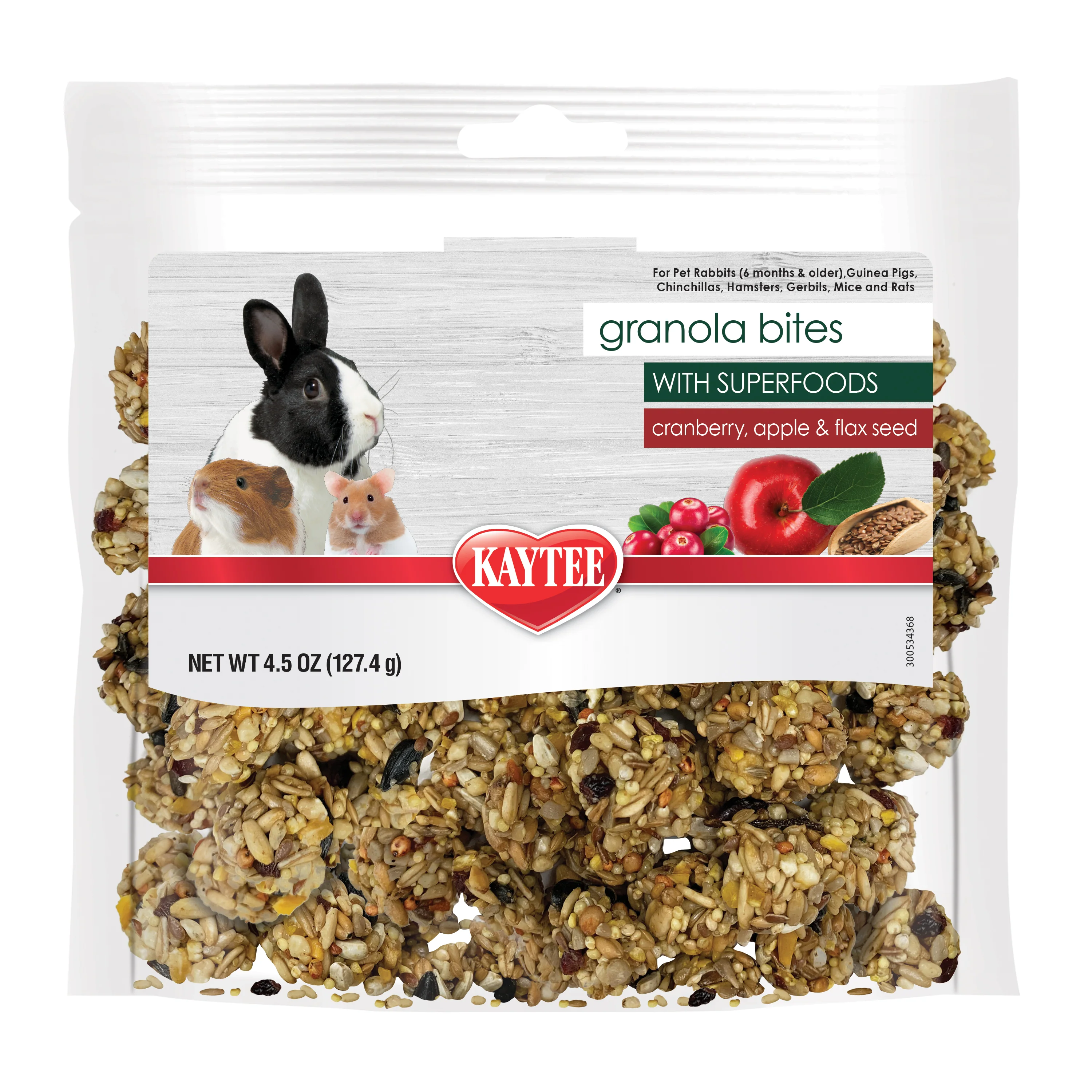 Kaytee Granola Bites with Superfoods Cranberry, Apple and Flax 4.5 oz