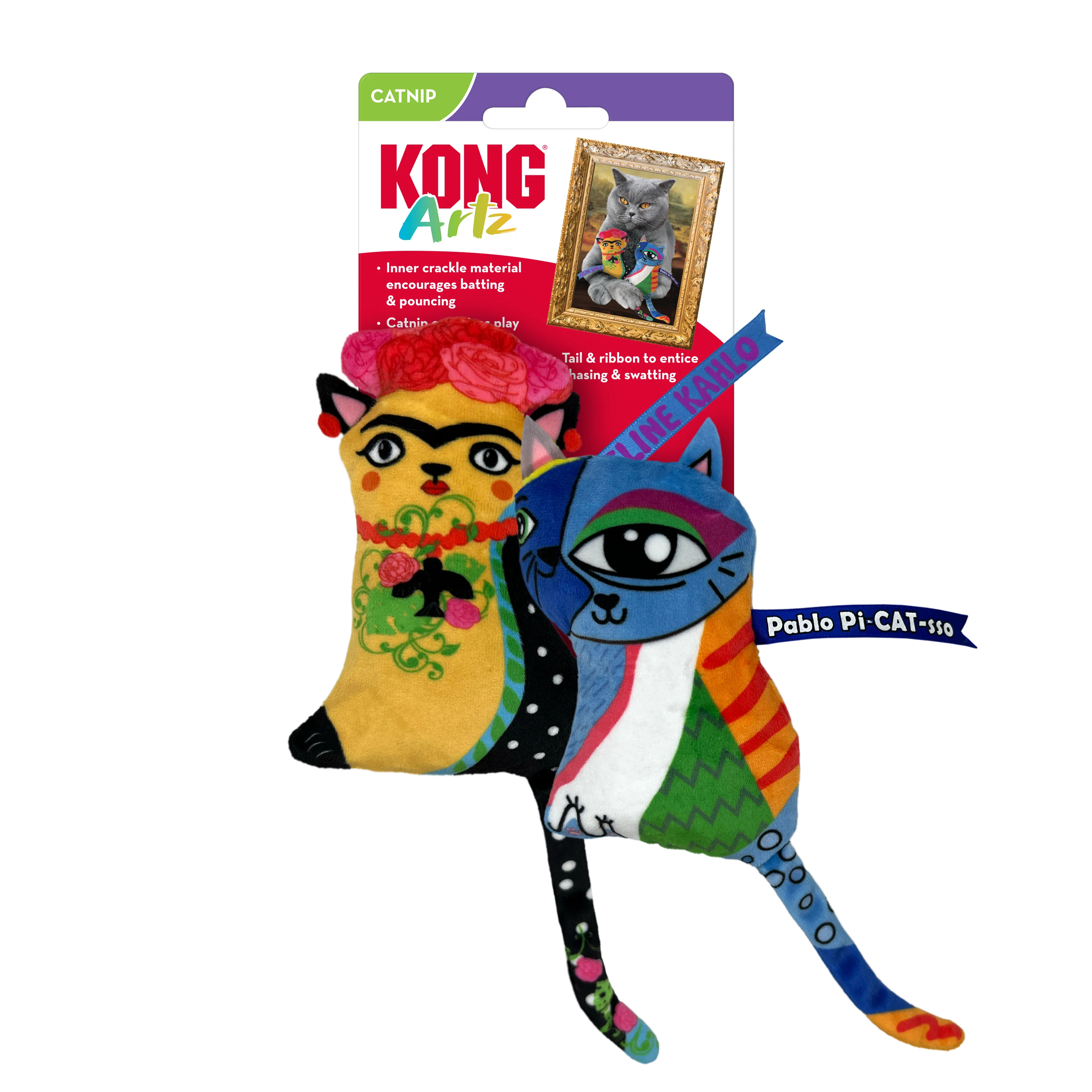 KONG Artz Catnip Cat Toy Feline Kahlo & Pablo Pi-Cat-sso 2 pk