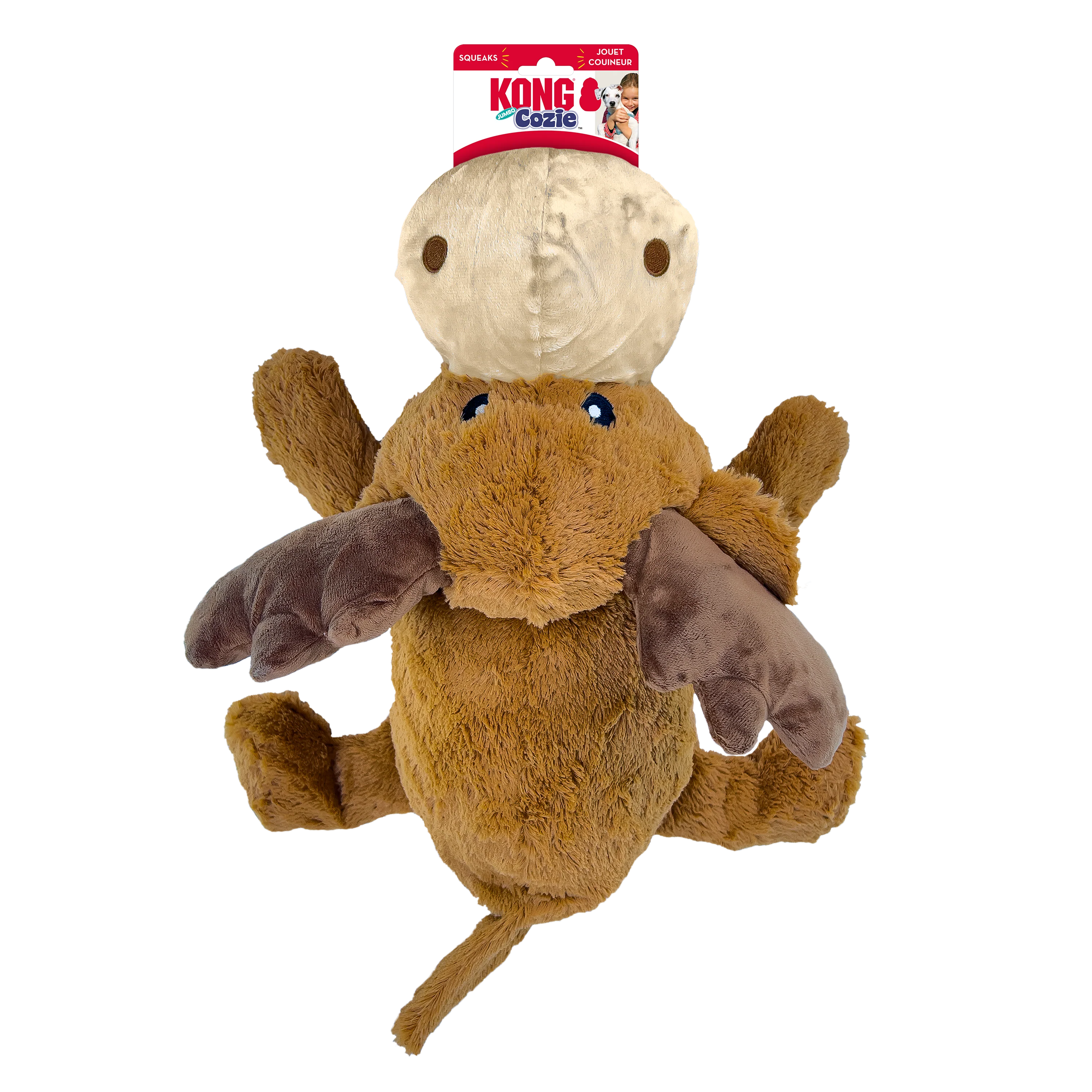 KONG Cozie Marvin Moose Plush Dog Toy Brown Jumbo X-Large