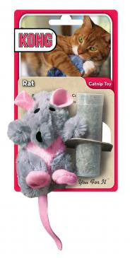 KONG Refillable Feather Rat Catnip Cat Toy Grey One Size - Image 2