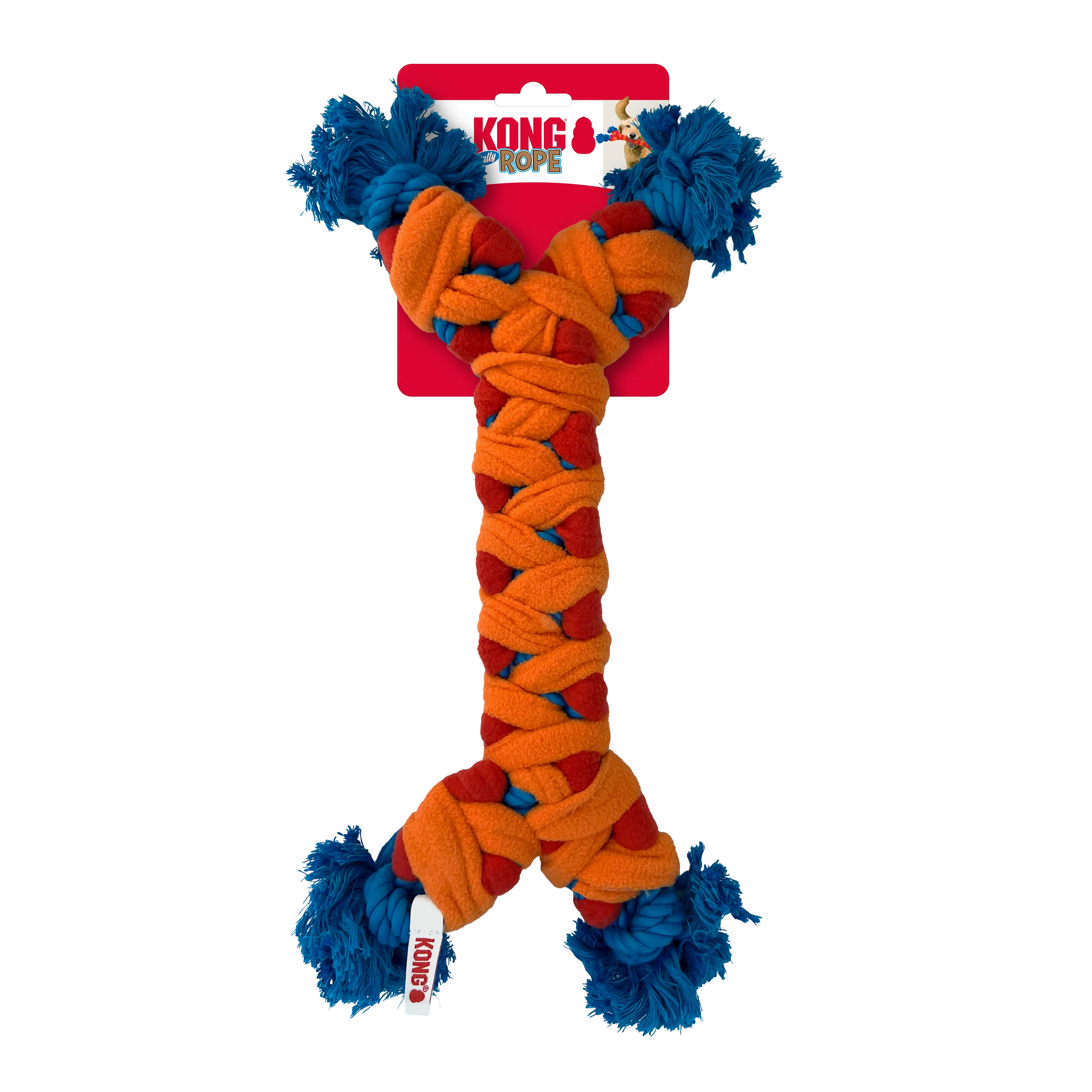KONG Rope Rally Bone Red/Orange/Blue Medium