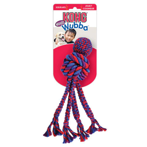 KONG Wubba Weaves with Rope Dog Toy Assorted LG - Image 2