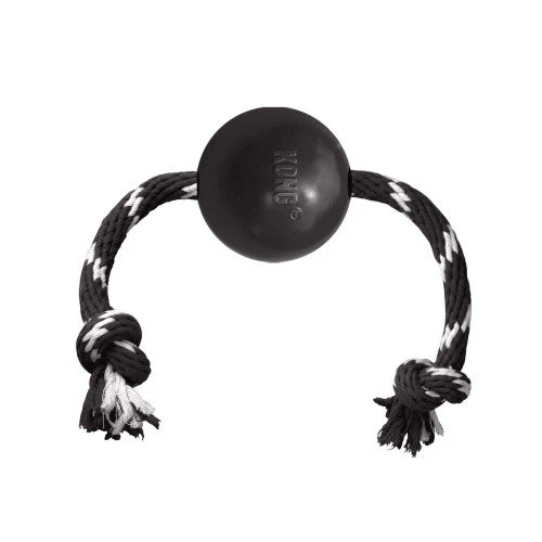 KONG Extreme Ball with Rope Dog Toy Black/White LG - Image 2