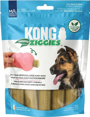 KONG Ziggies Enhanced Plant-Based Puppy Treats Medium/Large, 8 oz