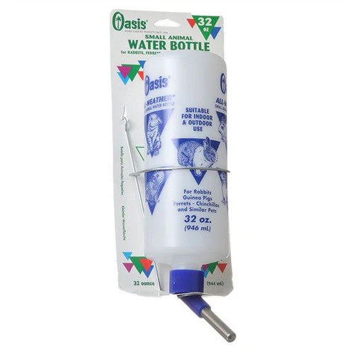 Oasis All-Weather Bottle for Small Animals White, Blue 32 Ounces - Image 2