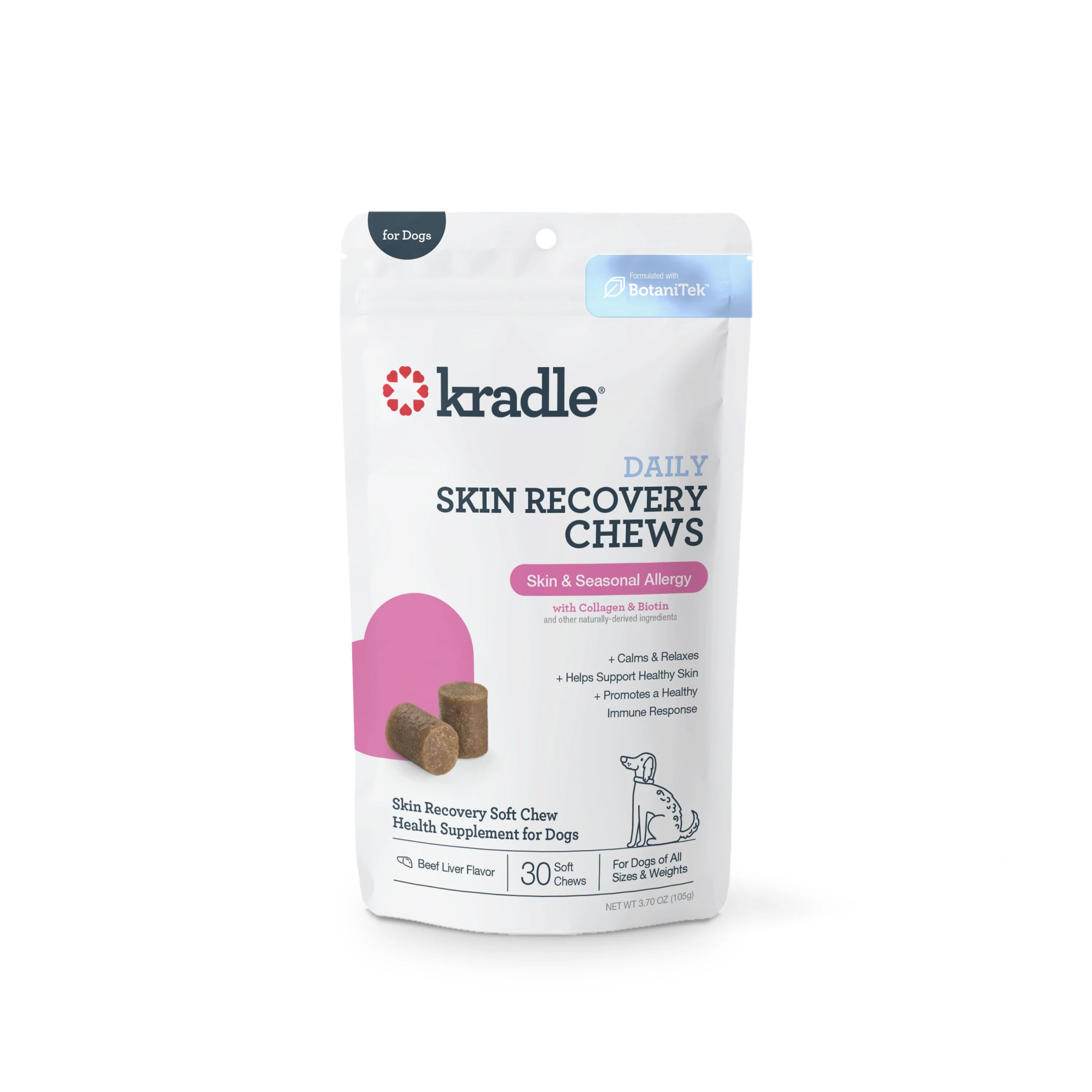 Kradle Kradle Daily Skin Recovery Soft Chews Supplement for Dogs Beef 30 ct