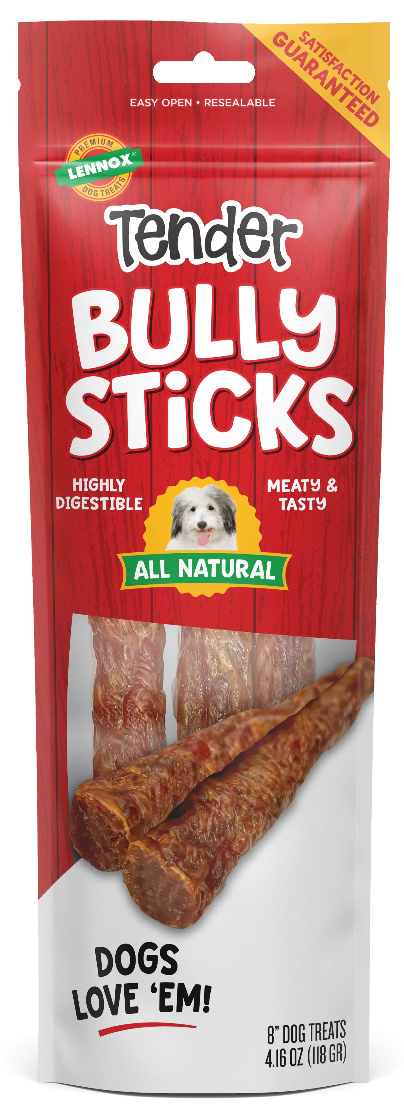Lennox Tender Bully Sticks Dog Treat 8 in, 4.16 oz