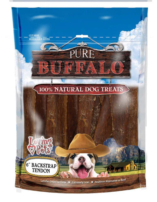 Loving Pets Pure Buffalo Backstrap Tendon Dog Treat 20pk 4-6in - Image 2