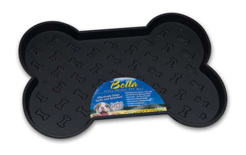 Loving Pets Spill-Proof Bone Shaped Dog Mat Black SM - Image 2