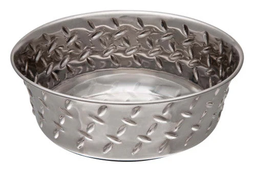 Loving Pets Diamond Plate Bowls with Non Skid Bottom Dog Dish Bowl Silver 1 Pint - Image 2