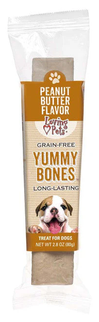 Loving Pets Yummy Bone Flavor Filled Dog Treat Peanut Butter 2.8oz - Image 2