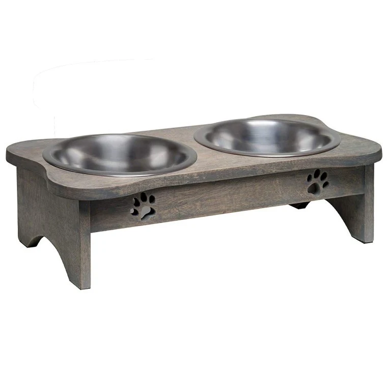 Loving Pets Black Label Wooden Modern Raised Diner 2 qt