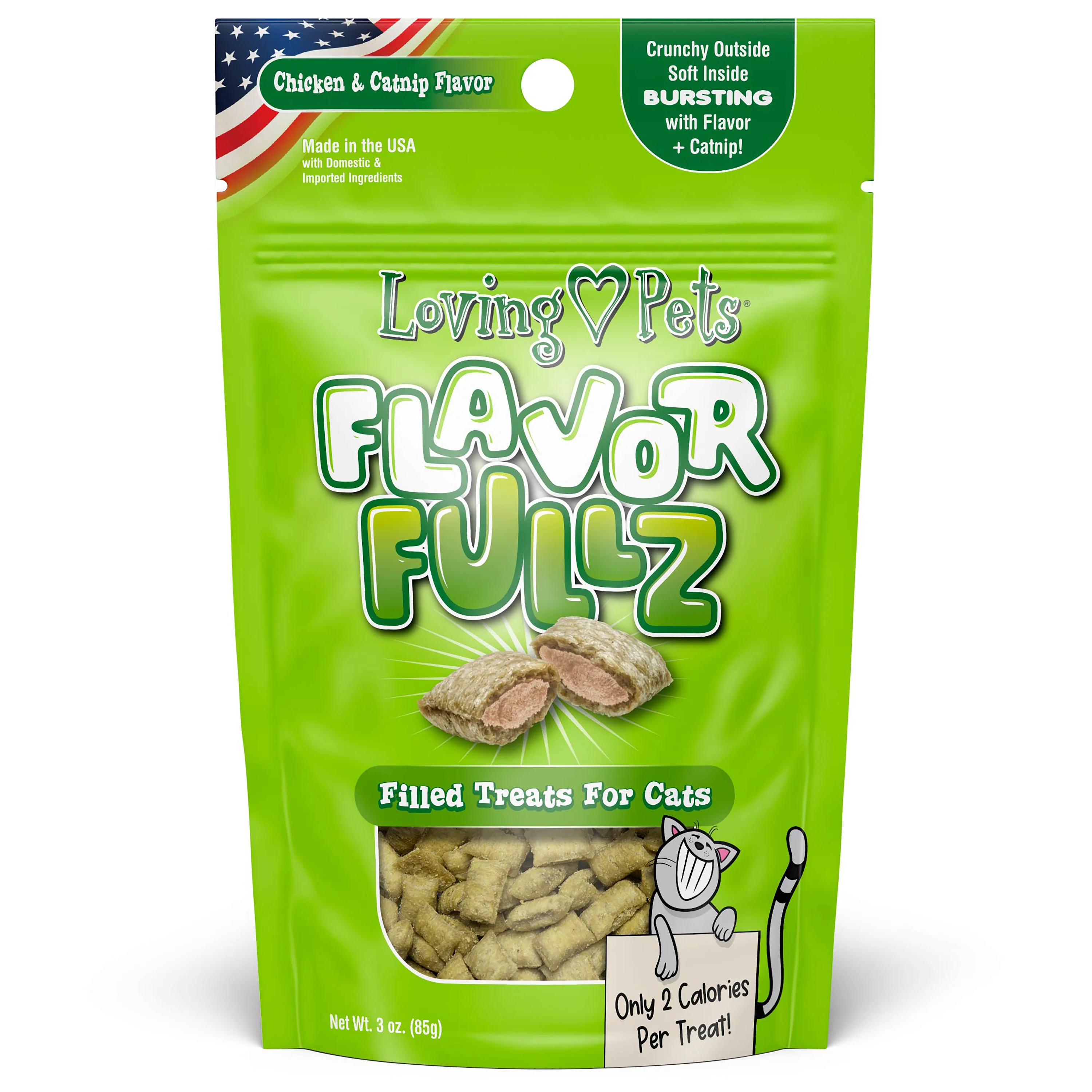 Loving Pets Flavorfullz Filled Cat Treats Chicken & Catnip 3 oz