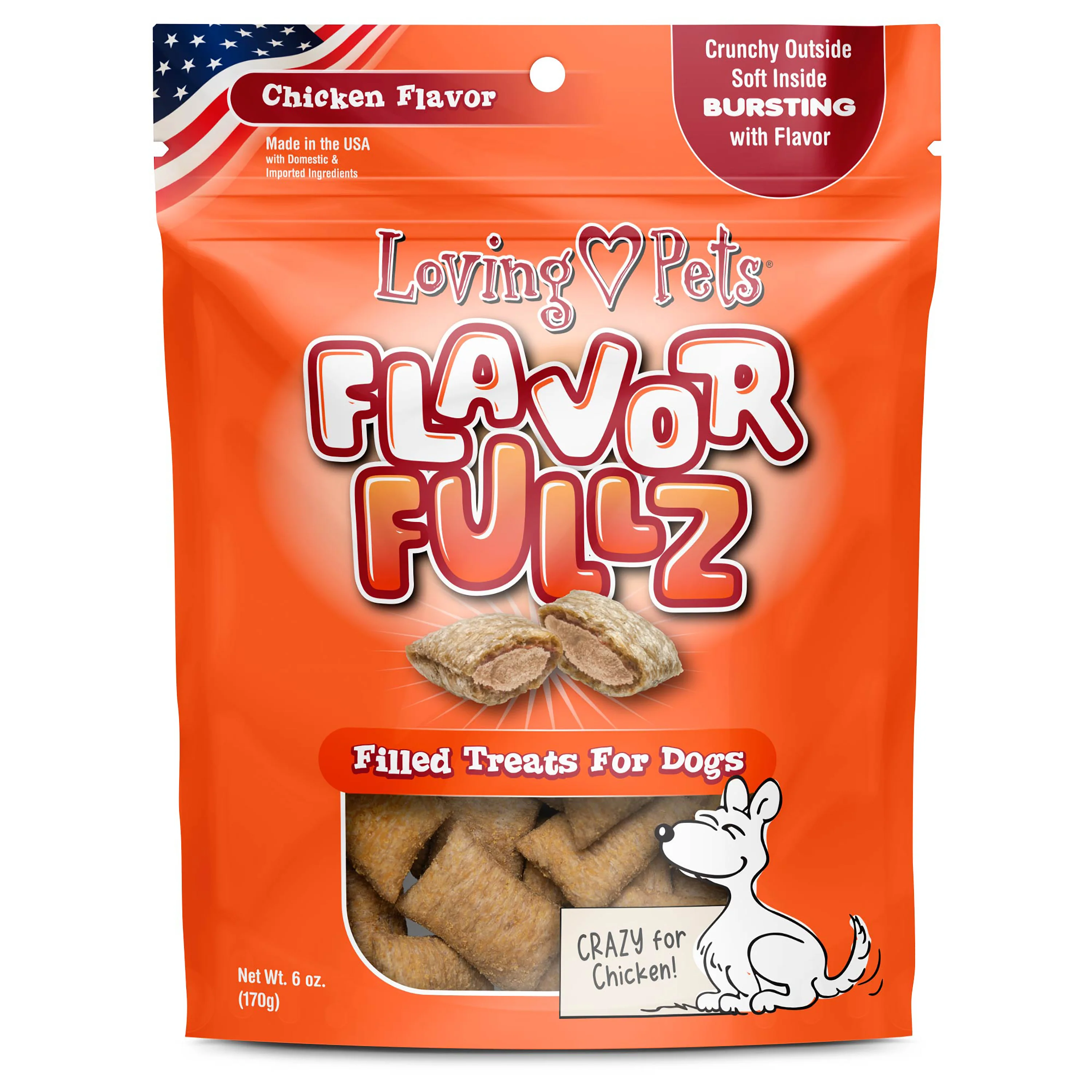 Loving Pets Flavorfullz Filled Dog Treats Chicken 6 oz