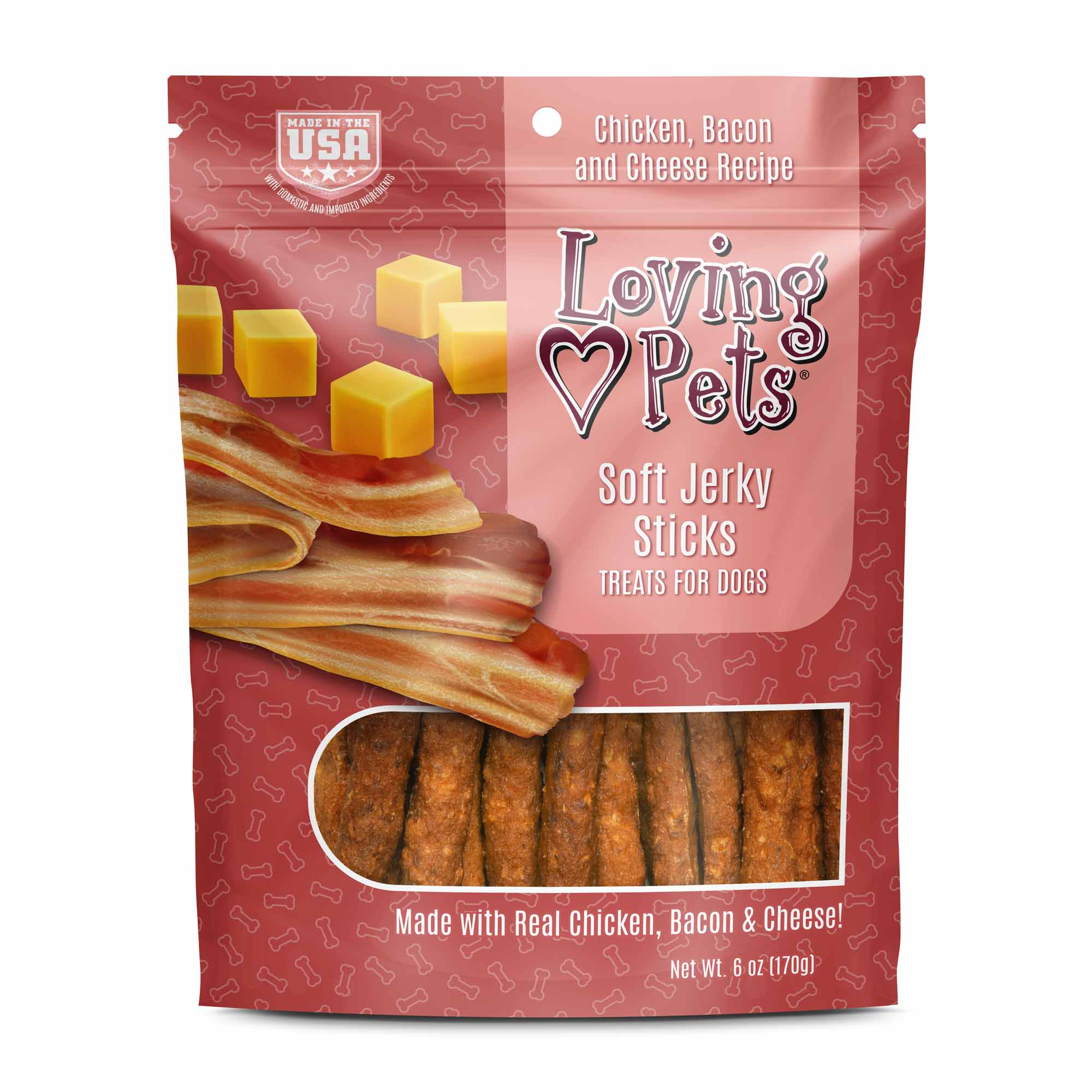 Loving Pets Soft Jerky Sticks Dog Treat Chicken, Bacon & Cheese 6 oz