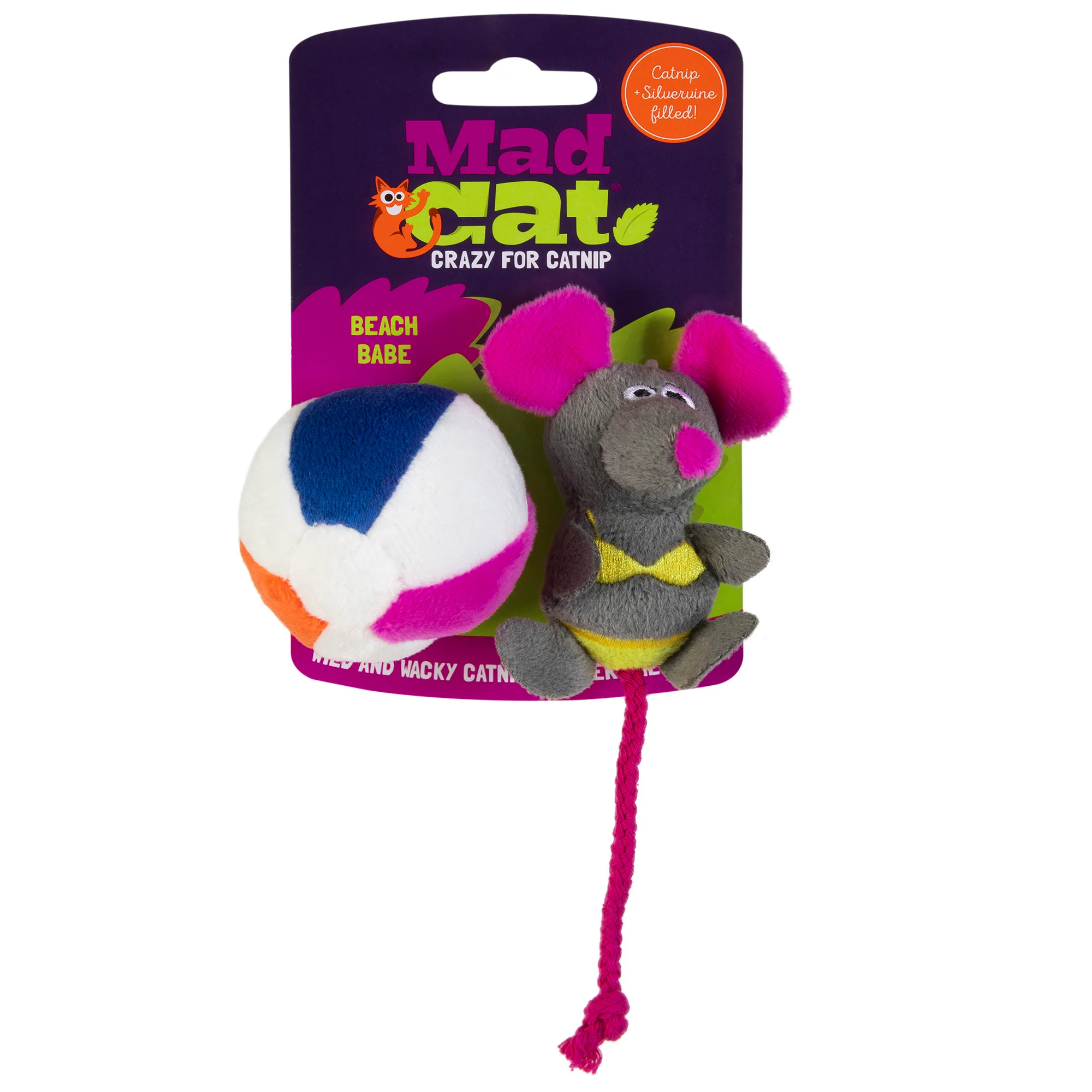 Mad Cat Beach Babe Mouse w/Catnip & Silvervine Cat Toy 2 pk