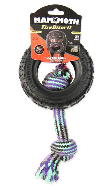Mammoth TireBiter II with Rope Dog Toy Multi-Color 5in MD - Image 2
