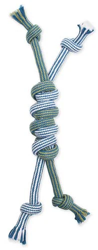 Mammoth Pet Products Flossy Chews Extra Double Rope Monkey Fist Bar Dog Toy Small, 12 in