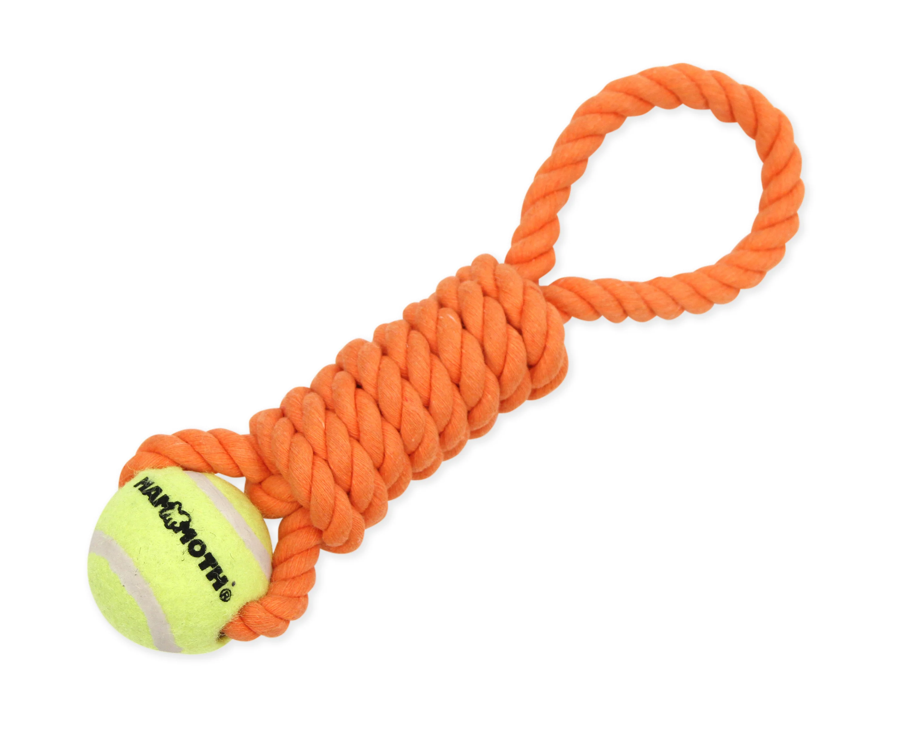 Mammoth Pet Products Twister Pull Tug w/Ball Dog Toy Orange Small, 10 in
