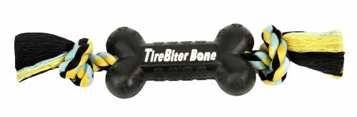 Mammoth TireBiter Bone w/Rope Dog Toy Multi-Color 16in LG - Image 2
