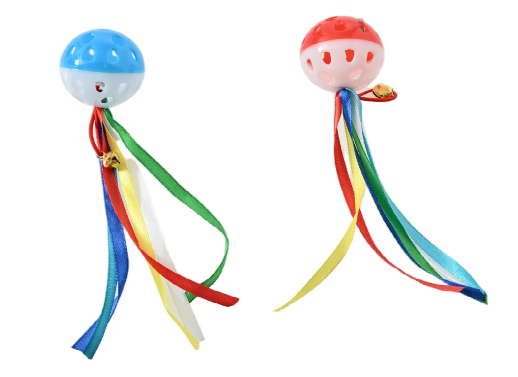 Max & Marlow Ball with Ribbon Assorted Color Cat Value Toys Display 24ea/24Pc