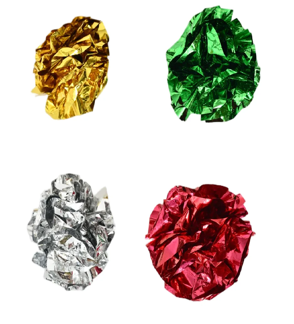 Max & Marlow Foil Crinkle Ball Assorted Color Cat Value Toys Display 24ea/24Pc