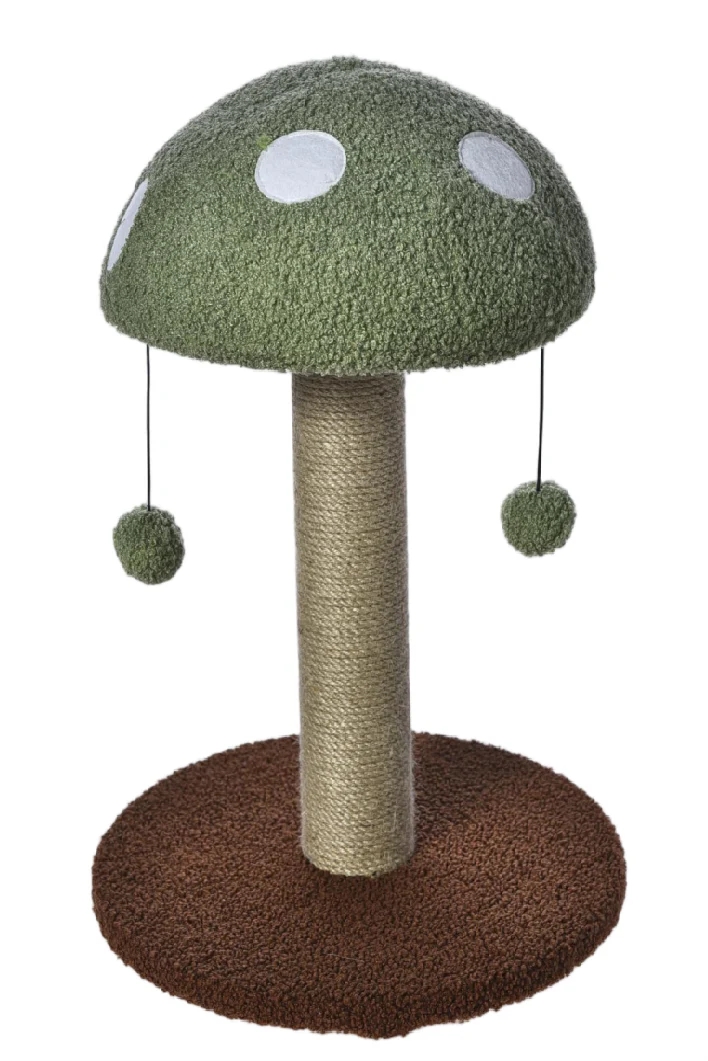Max & Marlow Mushroom Cat Post w/ Toy Green
