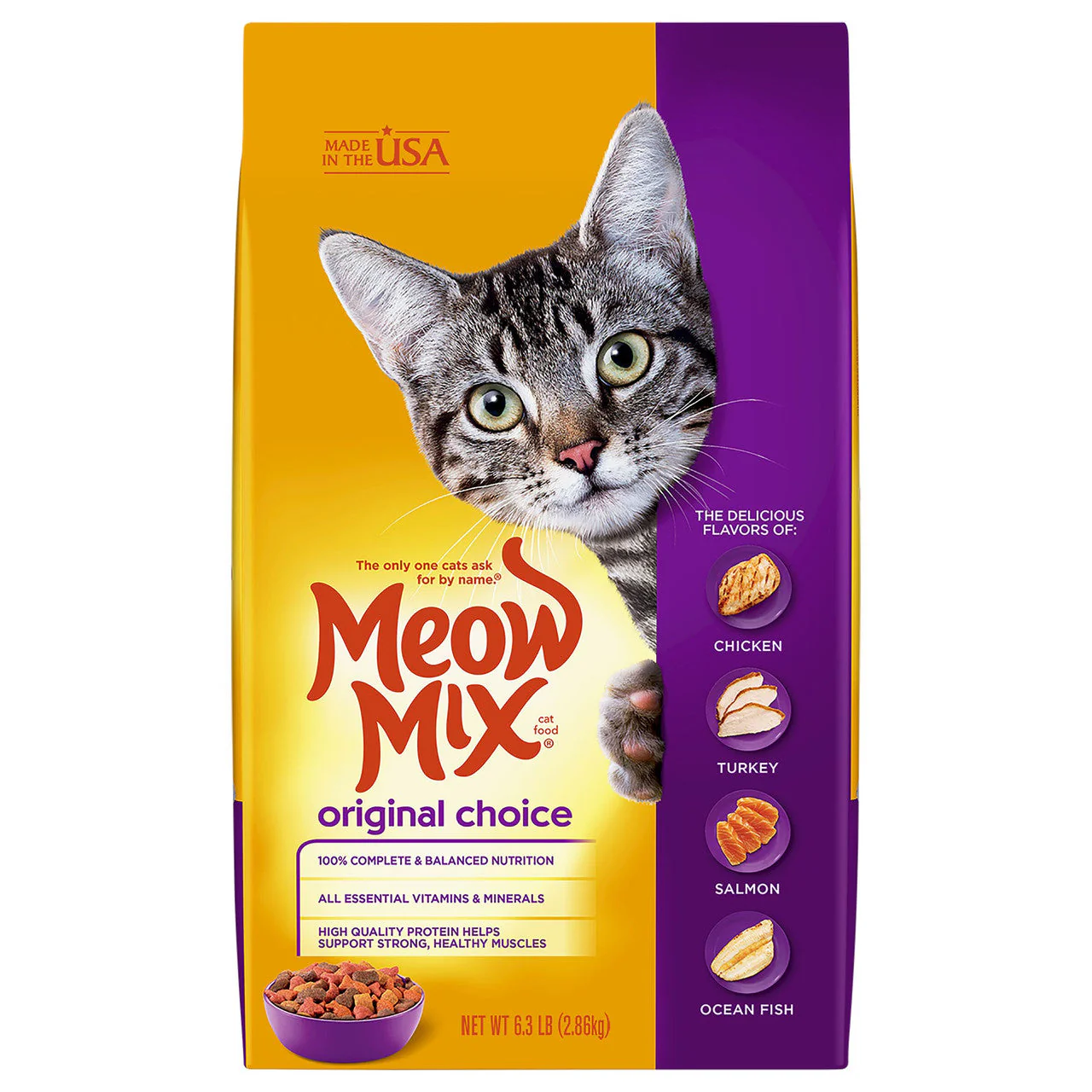 Meow-Mix Original Choice Dry Cat Food Chicken, Turkey, Salmon & Ocean Fish 6.3lb