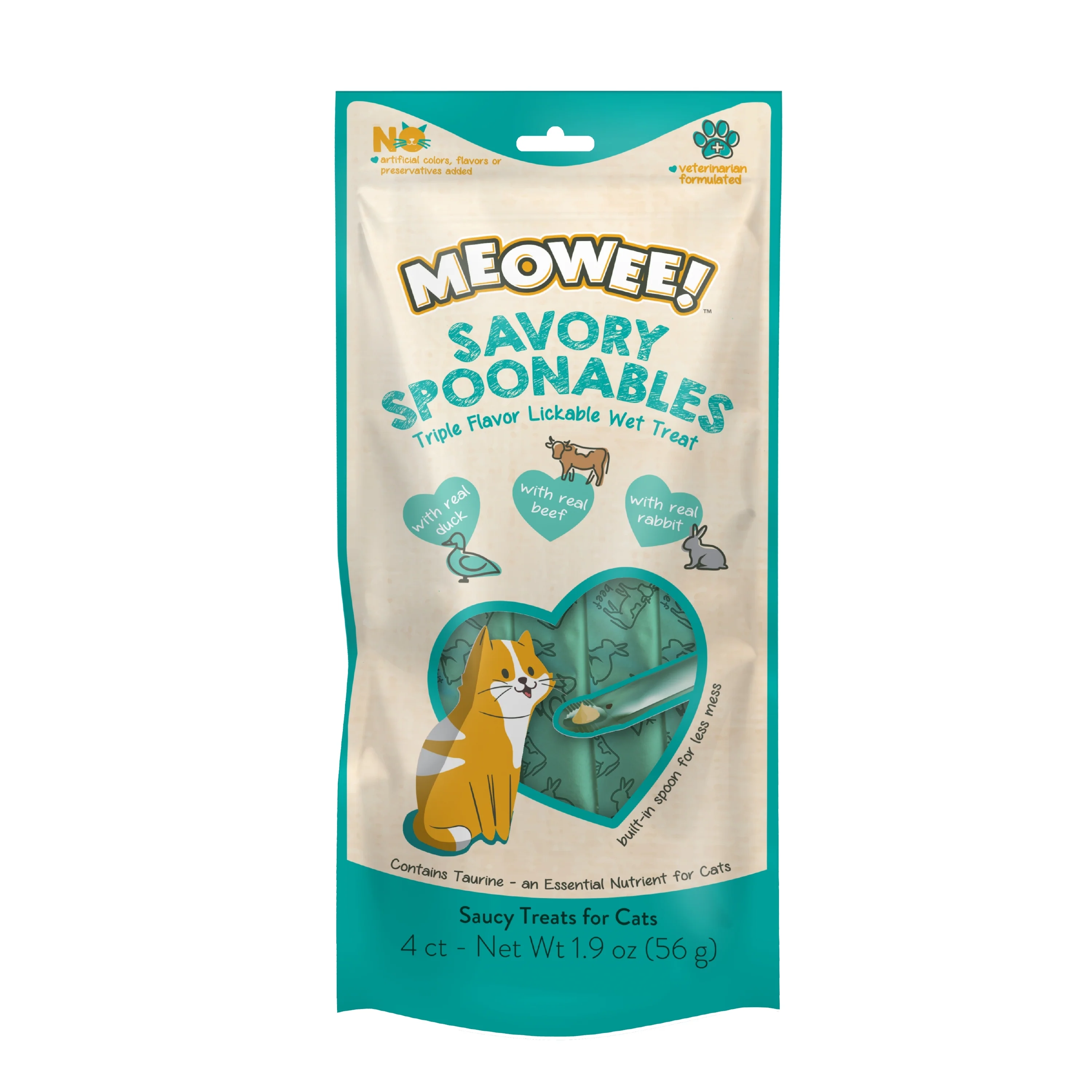 Meowee! Savory Spoonables Cat Treats Duck, Beef, & Rabbit 1.9 oz