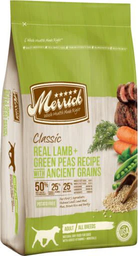 Merrick Classic Real Lamb + Green Peas Recipe with Ancient Grains 4lb {L-1} 295285