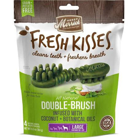 Merrick Fresh Kisses Large Coconut Oil/Botanical 4ct Bag {L+1x} 295784