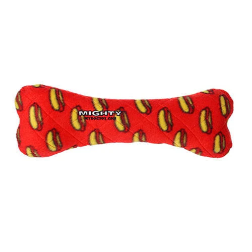 Mighty Bone Durable Plush Squeaky Dog Toy With No Stuffing Red 12 in - Image 2