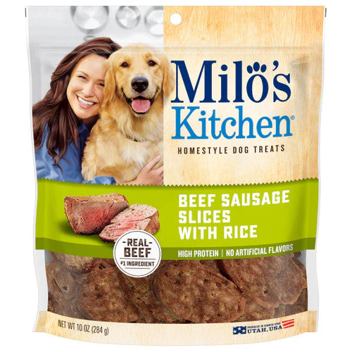 Milo's Kitchen Beef Sausage Slices with Rice Dog Treats 10 oz - Image 2
