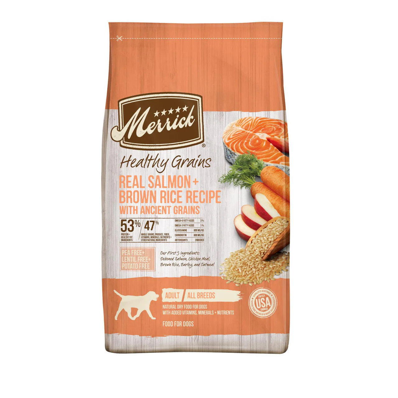 Merrick Healthy Grains Salmon & Brown Rice Recipe w/ Ancient Grains Dog 4 lb