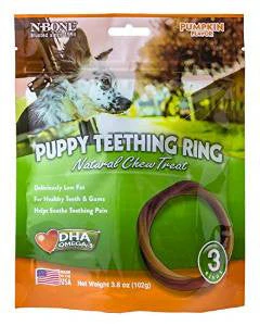N-Bone Puppy Teething Ring Pumpkin Flavor 3 Pack {L+1} 575019 - Image 2