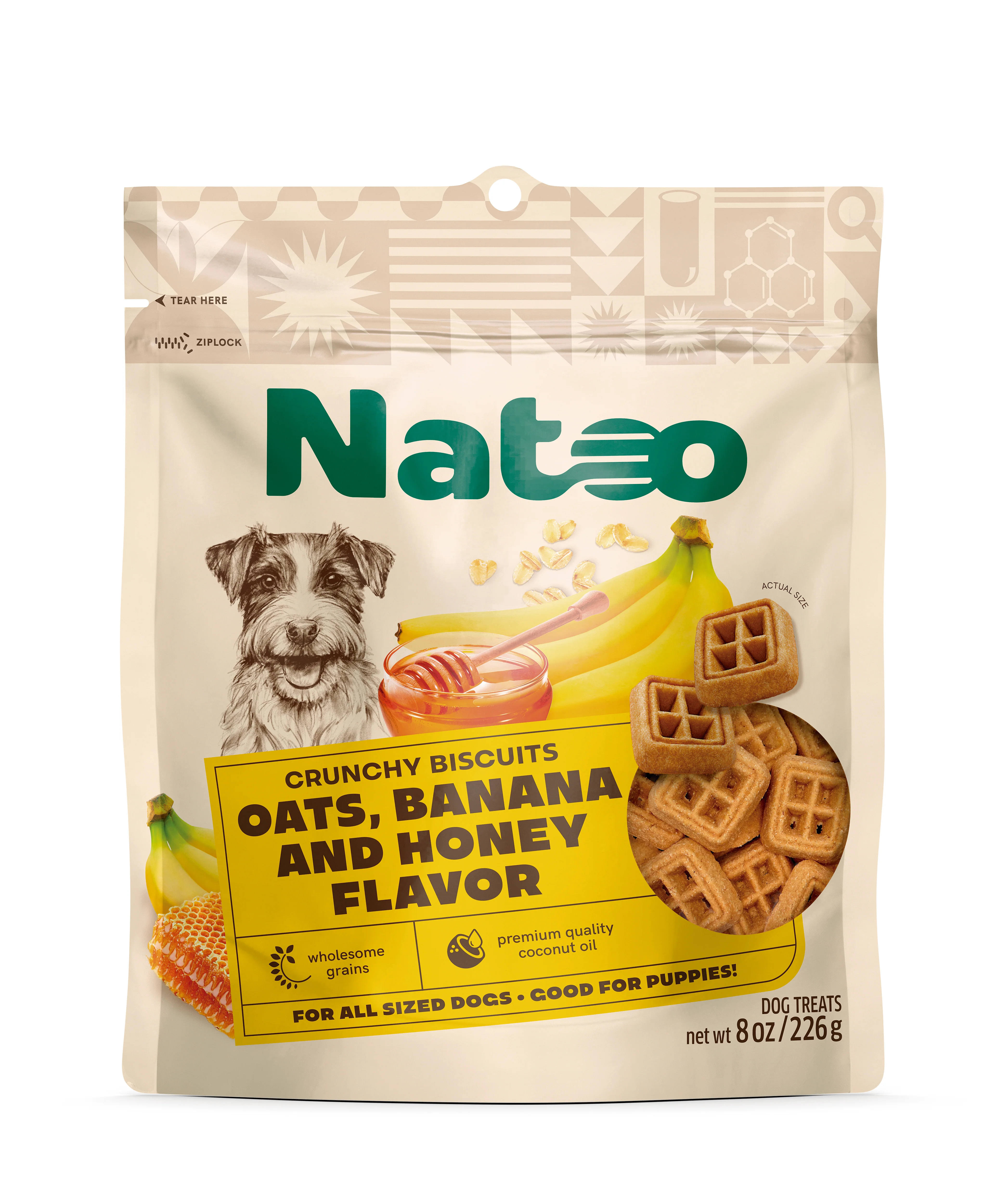Natoo Crunchy Dog Biscuits Oats, Banana & Honey 8 oz