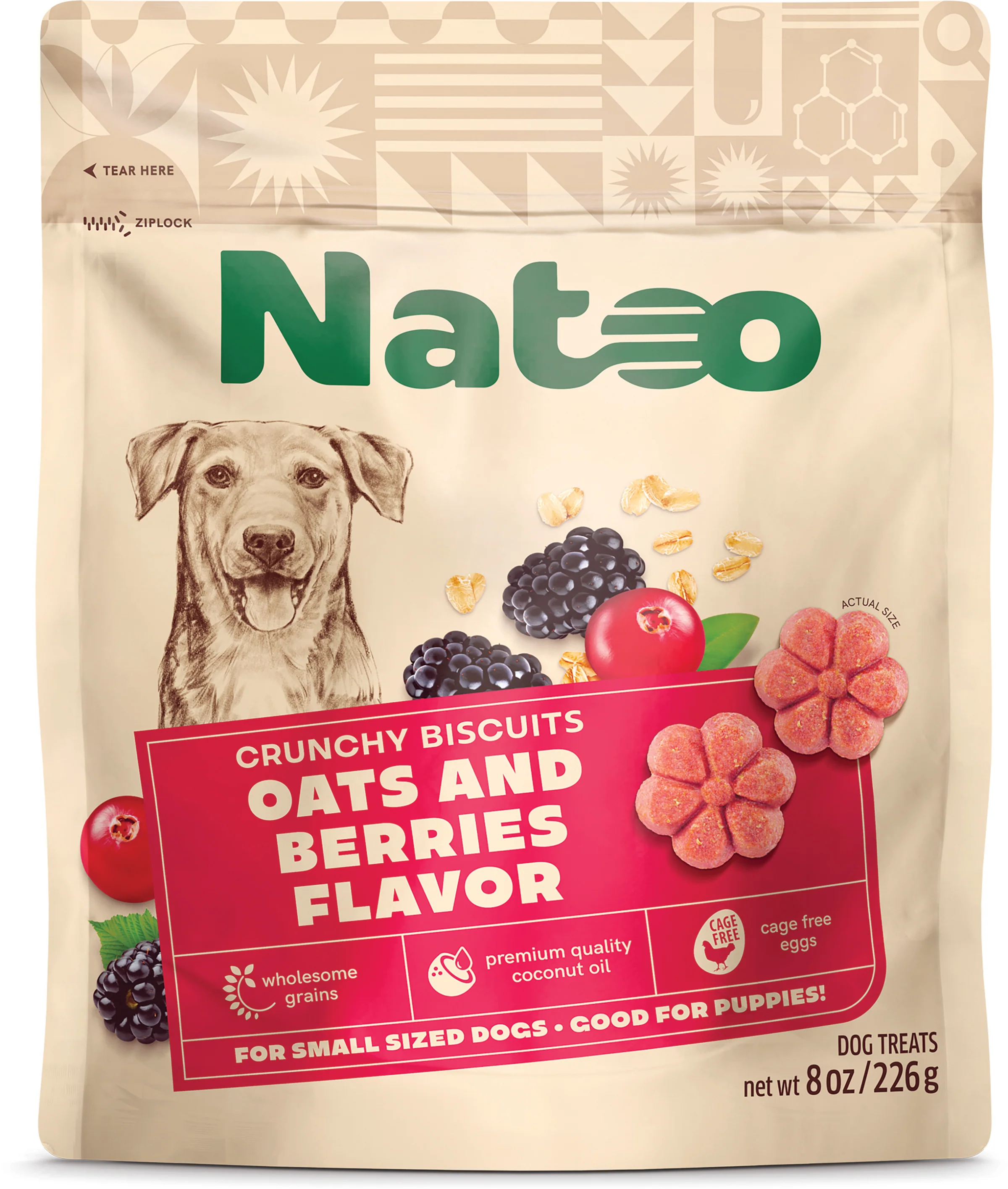 Natoo Crunchy Dog Biscuits Oats & Berries 8 oz