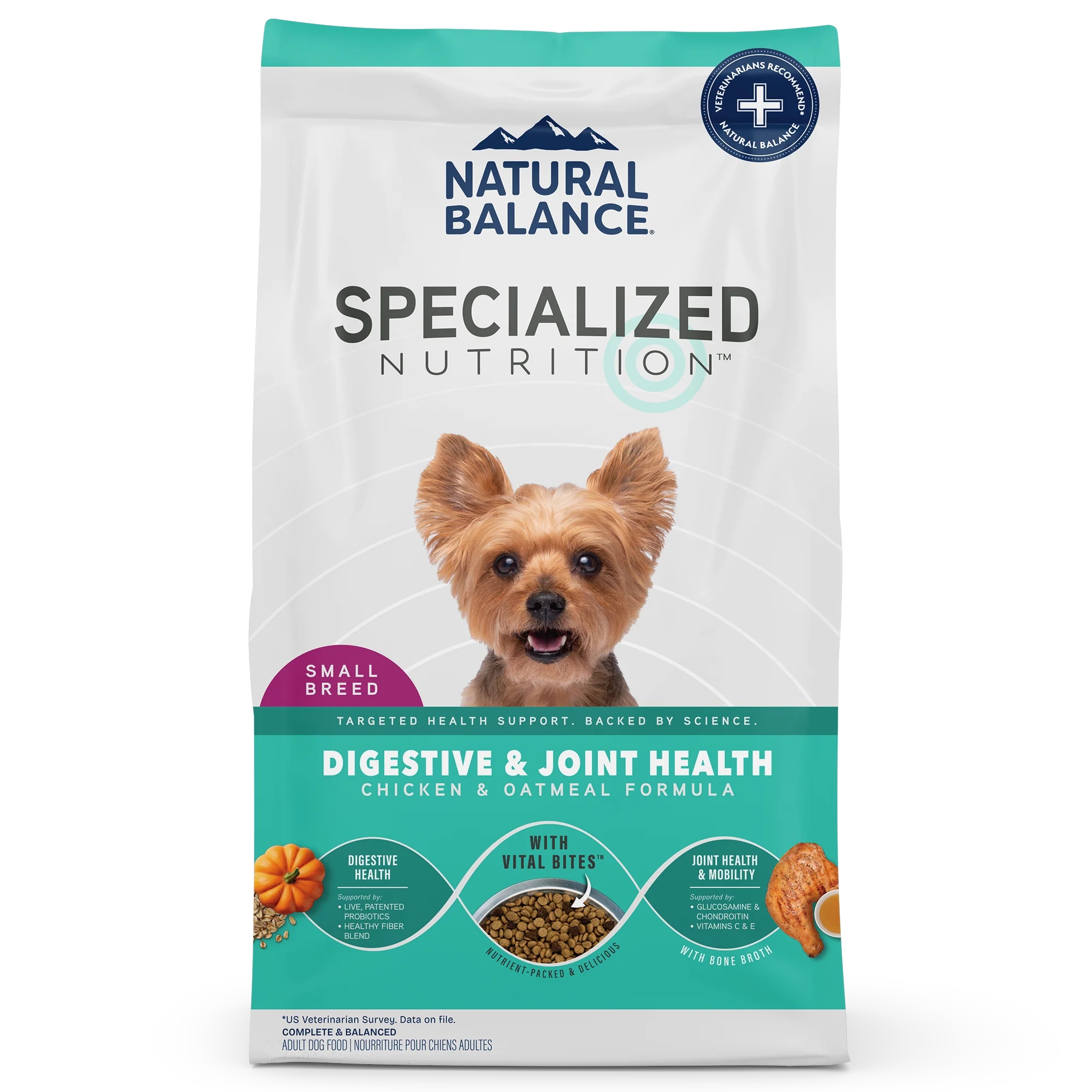 Natural Balance Pet Foods Specialized Small Breed Digestive & Joint Dry Dog Food Chicken & Oatmeal 3.5 lb