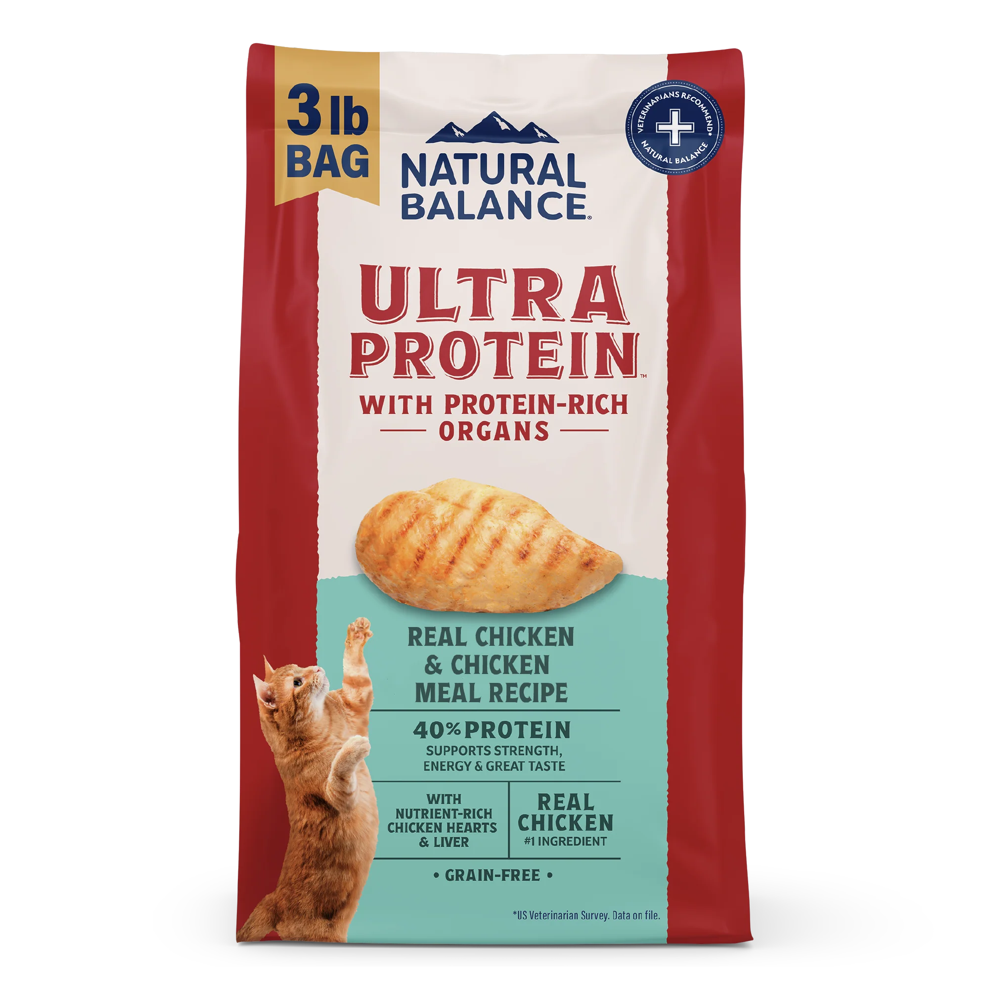 Natural Balance Pet Foods Ultra Protein Dry Cat Food Chicken 3 lb