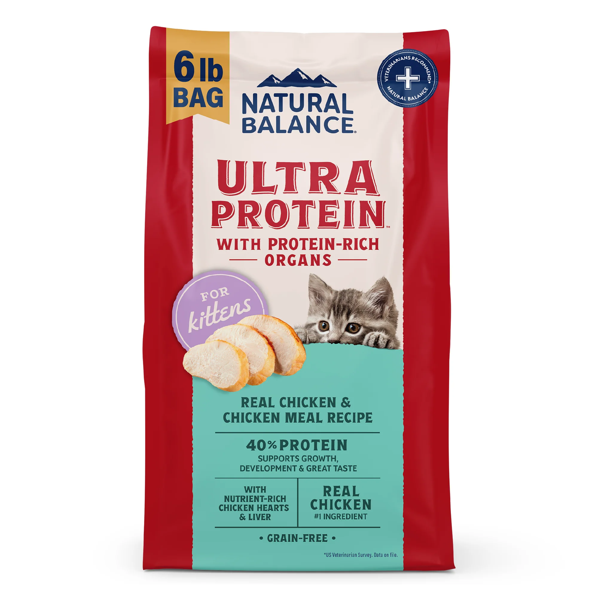 Natural Balance Pet Foods Ultra Protein Kitten Dry Cat Food Chicken 6 lb