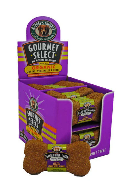 Natures Animals Gourmet Select Organic Dog Treat Display Peanut Butter & Caro 4 in 24 ct - Image 2