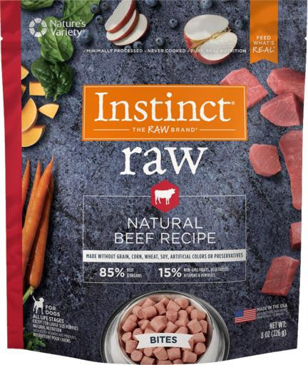 Nature's Variety Instinct 85/15 Raw All Natural Beef Recipe for Dogs Bites 8 oz SD-5 {L-1}699895