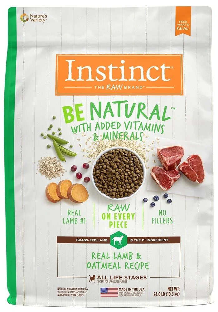 Nature's Variety Instinct Be Natural Lamb & Oatmeal Recipe Dry Dog Food-24-lb-{L-1}